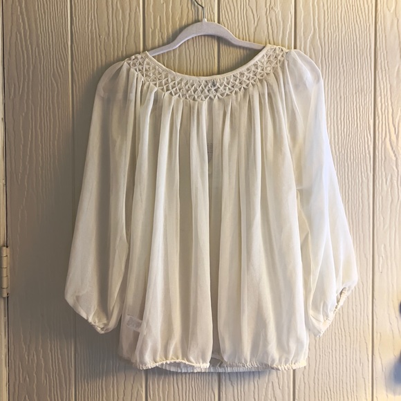 Sheer smocking peasant blouse - Picture 2 of 4